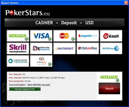 poker stars deposit