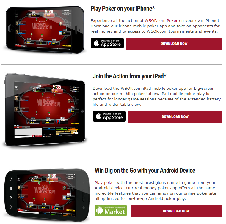 WSOP  Real Money Mobile Poker Play