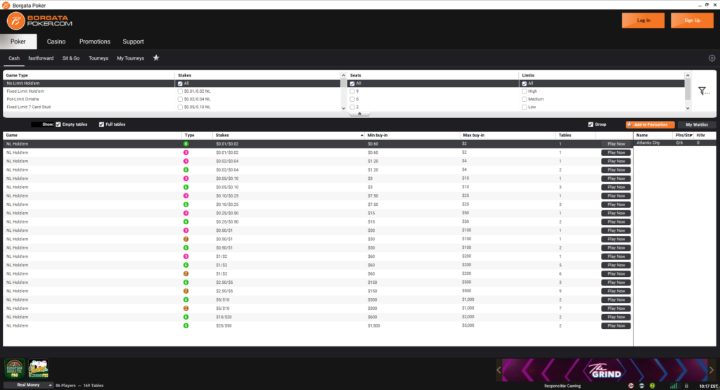 borgata poker main lobby